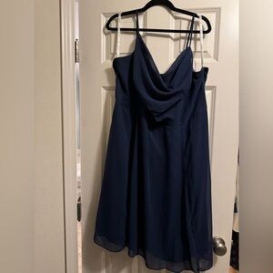 David’s Bridal Chiffon Midi Cowl Neck Bridesmaid Dress